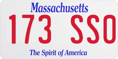 MA license plate 173SS0