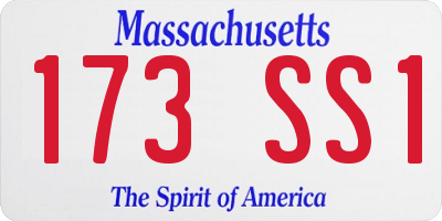 MA license plate 173SS1