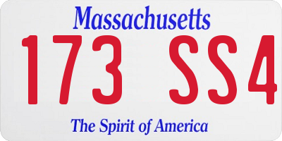 MA license plate 173SS4
