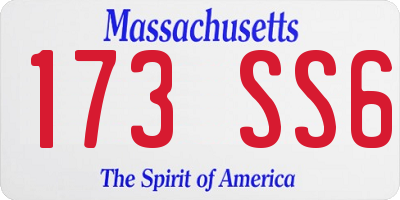 MA license plate 173SS6