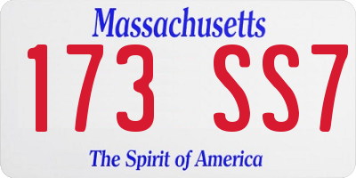 MA license plate 173SS7