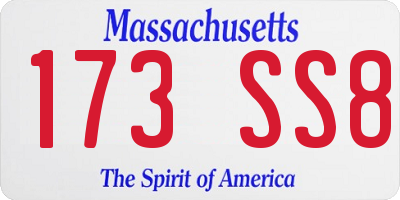 MA license plate 173SS8