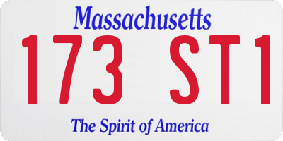 MA license plate 173ST1