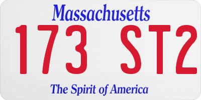 MA license plate 173ST2