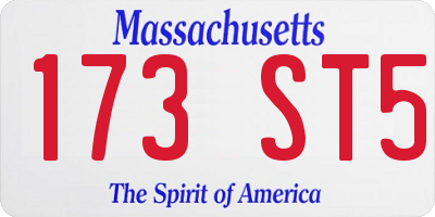 MA license plate 173ST5
