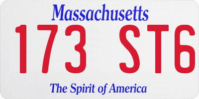 MA license plate 173ST6