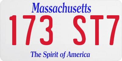 MA license plate 173ST7