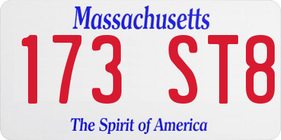 MA license plate 173ST8