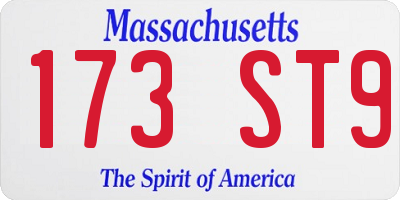 MA license plate 173ST9
