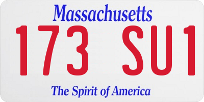MA license plate 173SU1