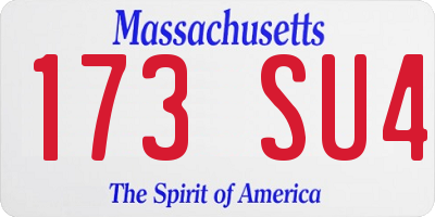 MA license plate 173SU4