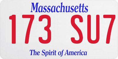 MA license plate 173SU7