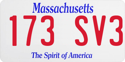 MA license plate 173SV3