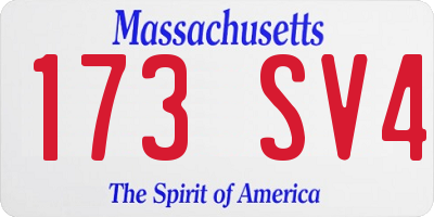 MA license plate 173SV4