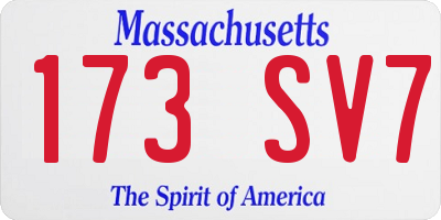 MA license plate 173SV7