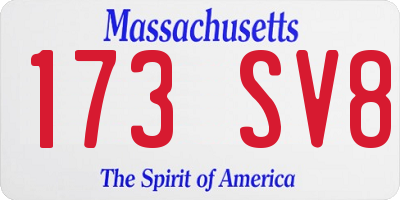 MA license plate 173SV8