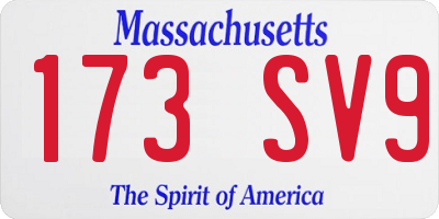 MA license plate 173SV9