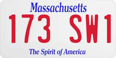 MA license plate 173SW1