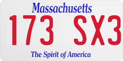 MA license plate 173SX3