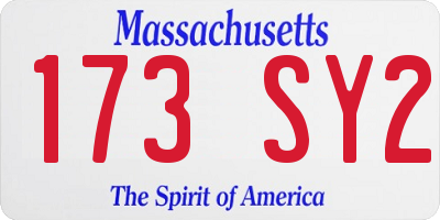 MA license plate 173SY2
