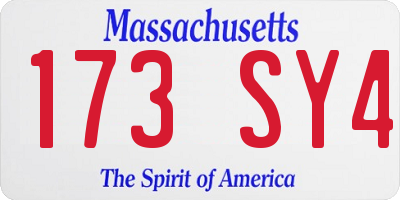 MA license plate 173SY4