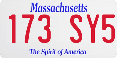 MA license plate 173SY5