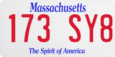MA license plate 173SY8