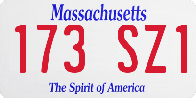 MA license plate 173SZ1