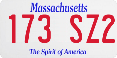 MA license plate 173SZ2