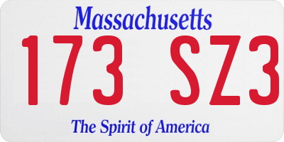 MA license plate 173SZ3