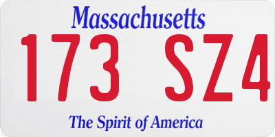 MA license plate 173SZ4