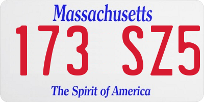 MA license plate 173SZ5