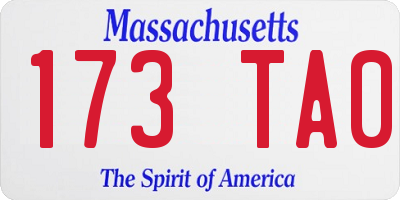MA license plate 173TA0