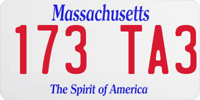 MA license plate 173TA3