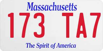 MA license plate 173TA7