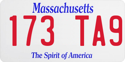 MA license plate 173TA9