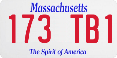 MA license plate 173TB1