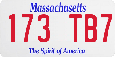 MA license plate 173TB7