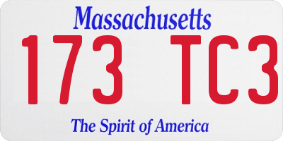 MA license plate 173TC3