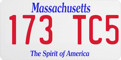 MA license plate 173TC5