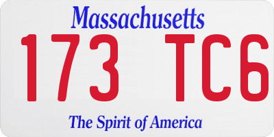 MA license plate 173TC6