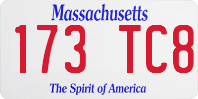 MA license plate 173TC8