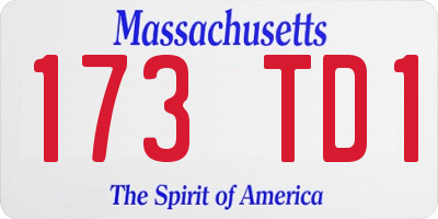 MA license plate 173TD1