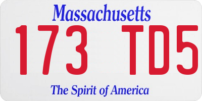 MA license plate 173TD5