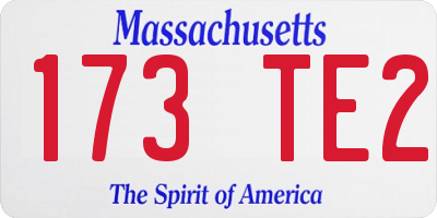 MA license plate 173TE2