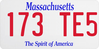 MA license plate 173TE5