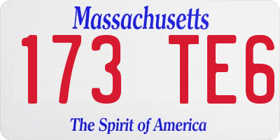 MA license plate 173TE6