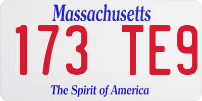MA license plate 173TE9