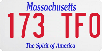 MA license plate 173TF0