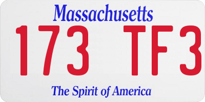 MA license plate 173TF3